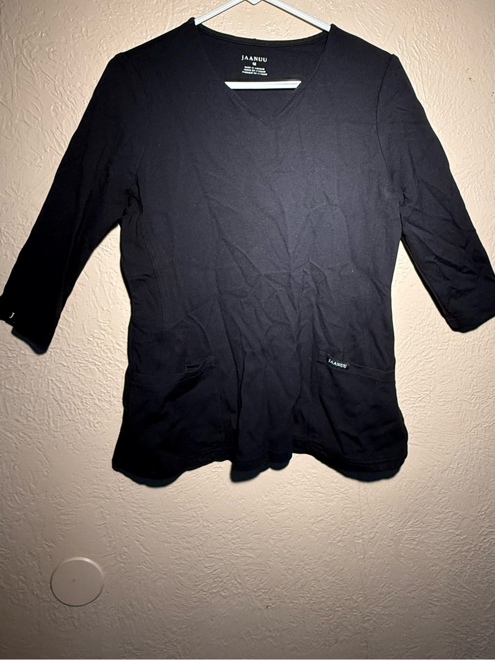 Jaanuu Black V-Neck Long Sleeve Medical Top